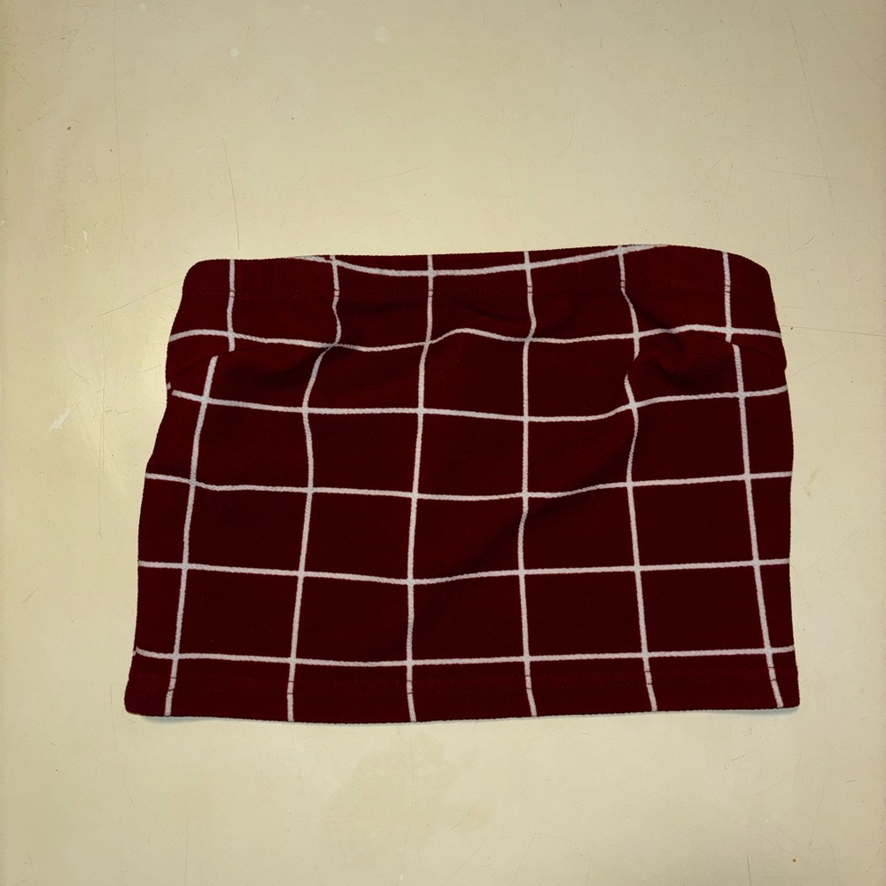 Women's Burgundy Checkered tube top